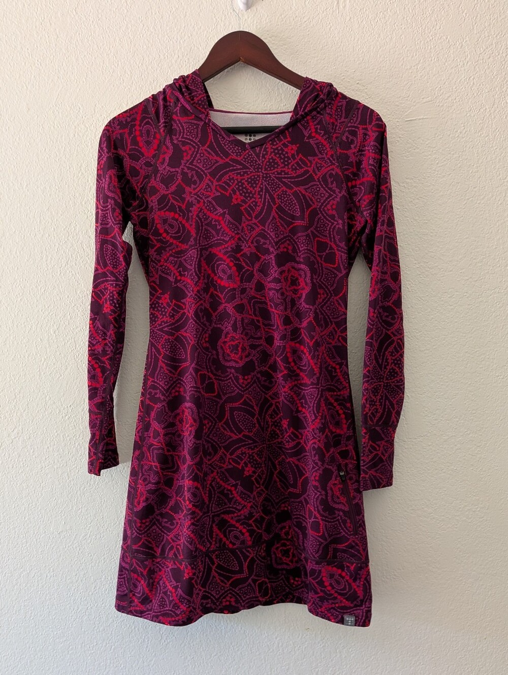 Title Nine Mercury Hooded Long Sleeve Athletic Dress Purple Red Size XS